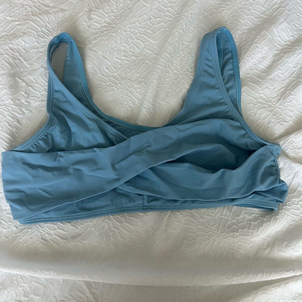 Baby blue twist bikini top